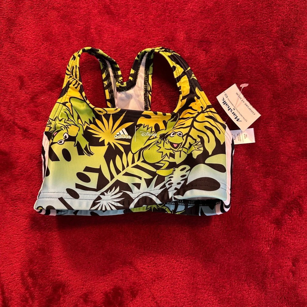 Adidas Disney‎ Kermit the Frog Girls Sports Bra Top Green Tropical HM9176 5T